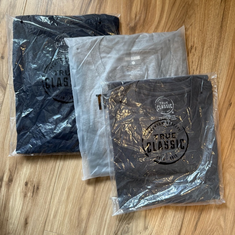 NWT True Classic T-Shirt Set - Navy, Gray, Charcoal